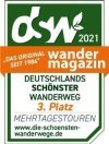 Logo 3. Platz Deutschlands Schönster Wanderweg 2021 Mehrtagestouren Logo 3. Platz Deutschlands Schönster Wanderweg 2021 Mehrtagestouren